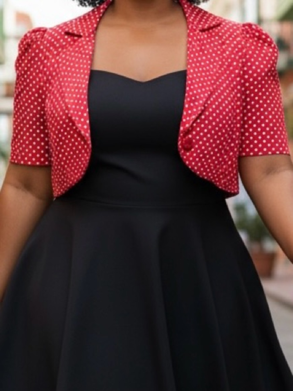 Pink Mode Rockabilly Red White Polkadot Cap Sleeve Bolero Jacket